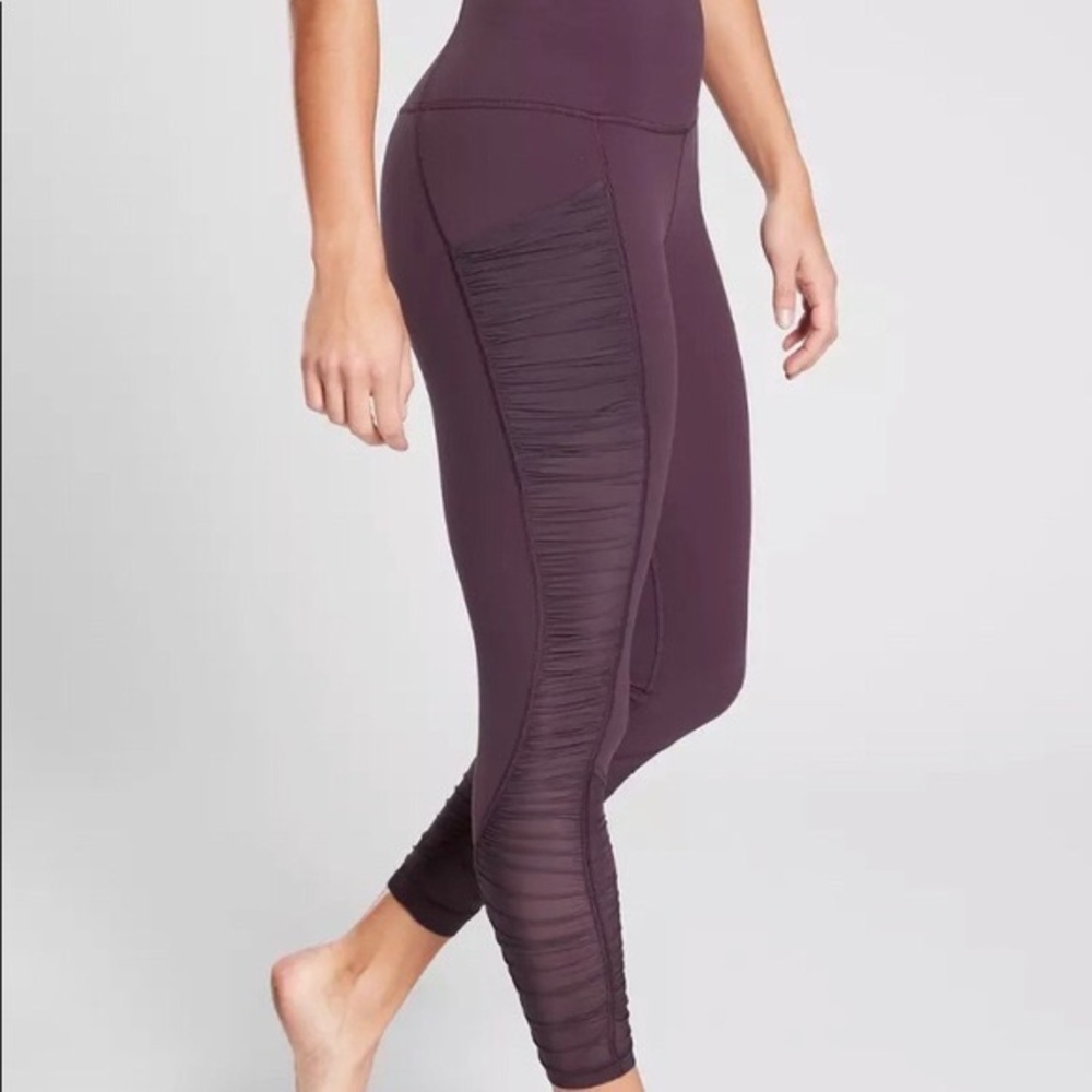 Athleta Mesh Me Up 7/8 Hight Rise Tight in Dark Purple